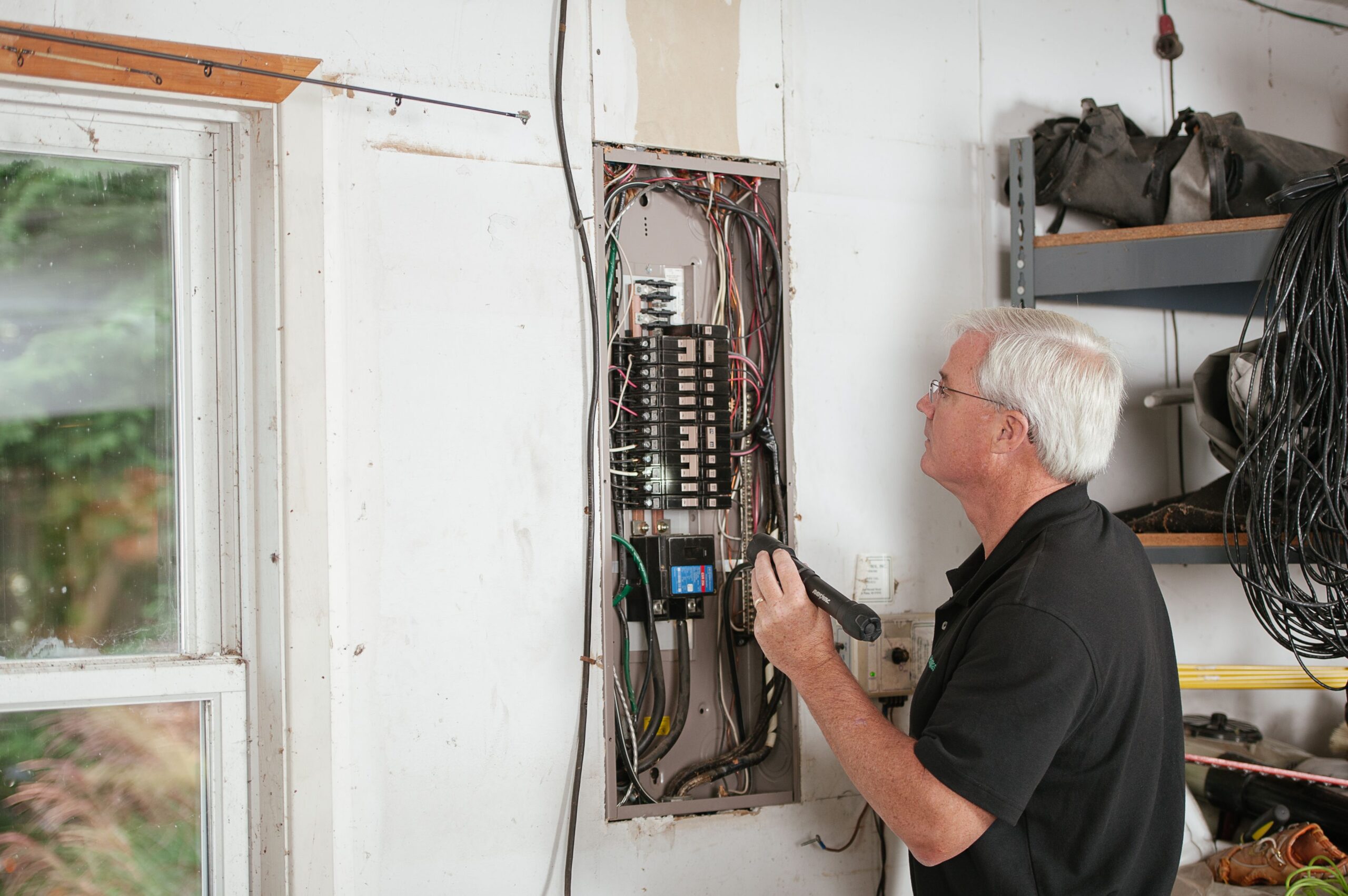 Électricien à La Brède vérifiant le tableau électrique d'un logement résidentiel